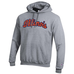 ILLINOIS SCRIPT WORDMARK TWILL HOODIE -  heathergrey
